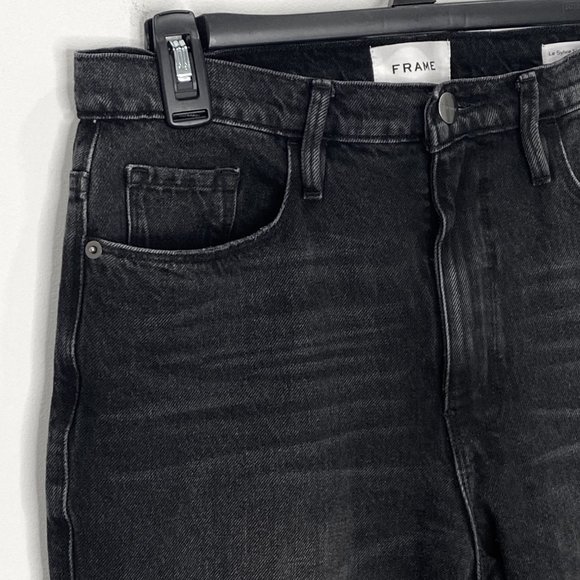 Frame Le Sylvie Slender Straight in Wilkinson Rips Wash Washed Black Jeans Sz 28 - Picture 4 of 12